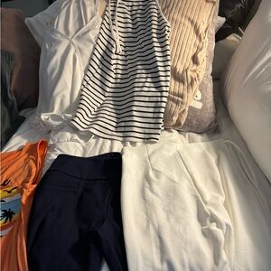 10 Piece Bundle size 6: Pants, Tanks, swim cover up, exercise sweat pants (L).